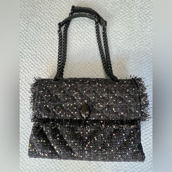 Kurt Geiger Large Kensington Tweed Shoulder Bag with Sequins - Picture 3 of 6